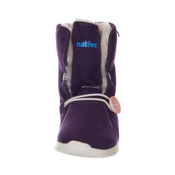 Native Kid/Girl's Luna Beetle Faux Fur Lined Purple/Bone Winter Boots Size C7 - Picture 4 of 14